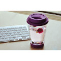 Double Wall Borosilicate Glass Tea Take Away Mug, 10-Ounce, Clear With Silicone Lid.